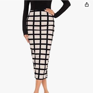 Verdusa checked midi skirt Size XL black and pinky/white